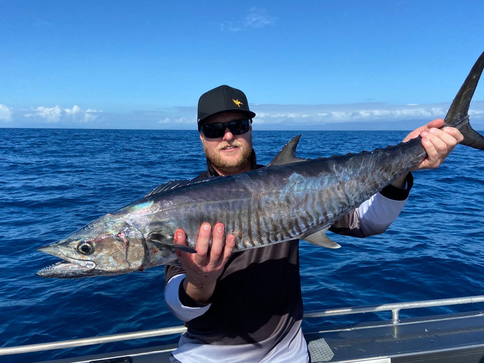 A spanish mackerel held up